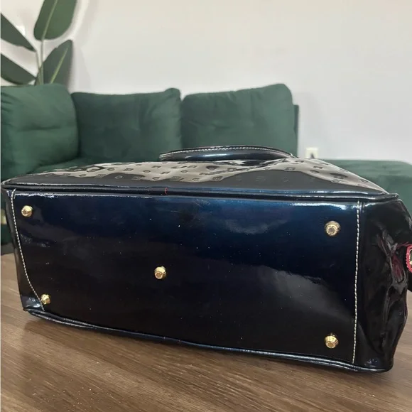 Arcadia Dark Blue Patent Leather Tote Bag - Picture 8 of 11